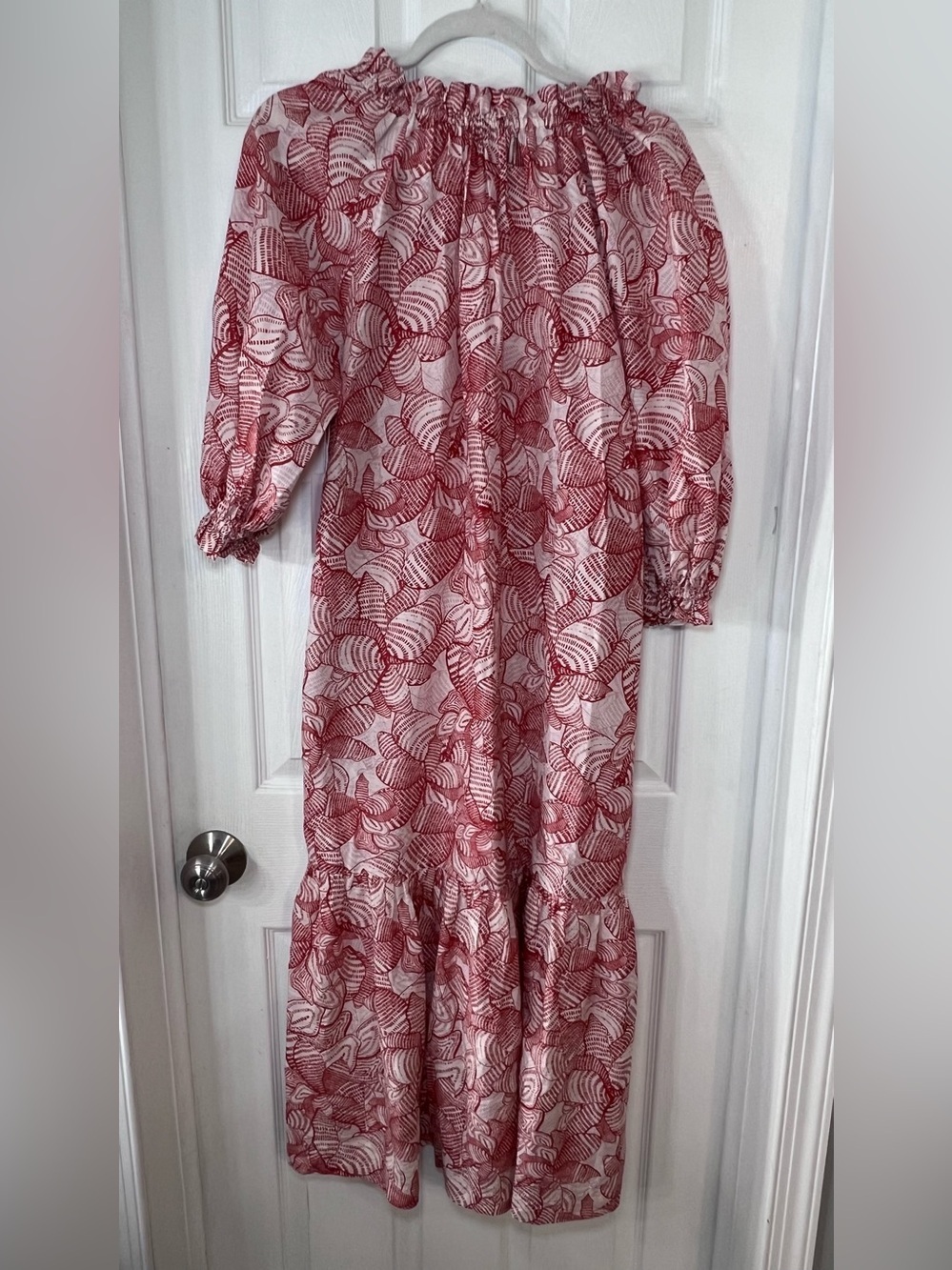 Gilner Farar Floral Puff-Sleeve Maxi Dress in Rose Red Size M NWT . - Picture 6 of 11